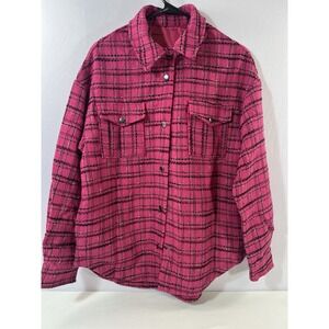 Women'sPlaid Shacket Jacket Oversized Plaid Flannel Button Down Shirt Size Small